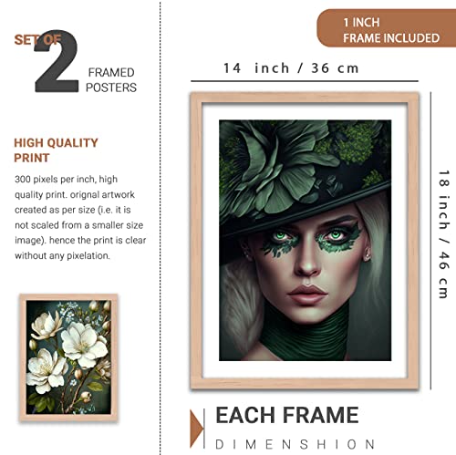 Image of kotart Modern Wall Art Framed Painting for Wall Decoration - Wall Paintings for Living Room, Bedroom Combo30 (Green, Framed) Set of 5 (Art 8)