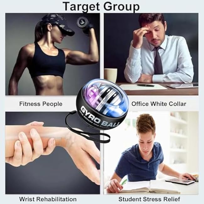 2025 New Curaball Torque Ball, Curaball Hand Exerciser, Gyro Ball with LED Lights and Portable Case, Grip Strength Trainer, Hand Gripper Strengthener for Strengthen Arms, Fingers, Bones and Muscles