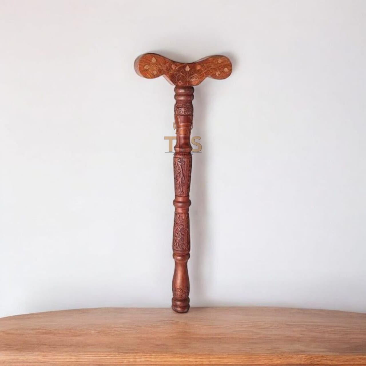 TFS Yoga Danda Meditation Stick/Wooden Danda,T Shaped Yoga Danda,Mala Jaap Hand Stand,Manual Meditation Stick Handheld Massager,Wooden Staff,Traditional,Indian Stick Used By Rishi Muni-image-1