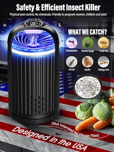 Image of Fly Trap Indoor - Fruit Fly Traps for Indoors, Gnat Traps for House Indoor with 3-in-1 Multi-Insect Catching + UV&Blue Light + Fan Suction, Ideal for Garage /Kitchen /Patio /Plant Pots, 10 Refills, Black