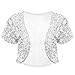 YOOJOO Women's Shiny Sequin Jacket Open Front Short Sleeve Glitter Cropped Blazer Bolero Shrug Silver One Size