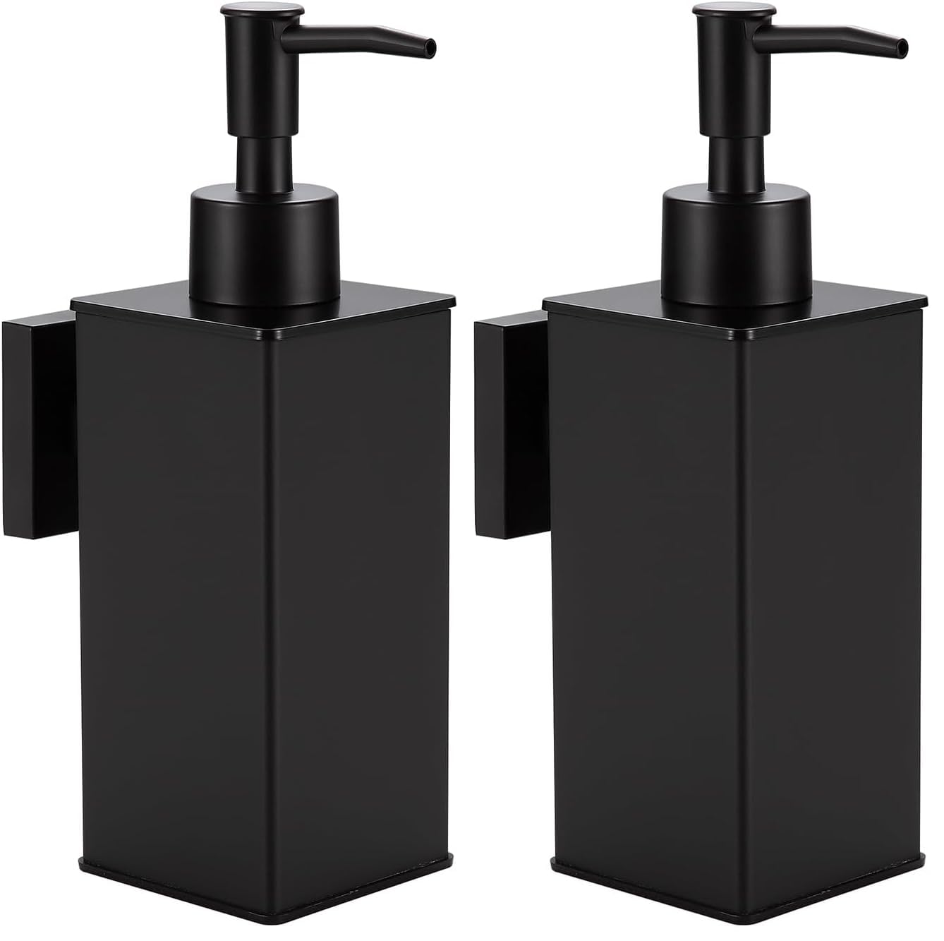 DAZI Seifenspender Schwarz, Nachfüllbarer Wandseifenspender, Premium Aluminium Rostfreier Handseifenspender für Badezimmer Küche Haus Hotel Dekor 240 ML (Wand) (Packung mit 2)