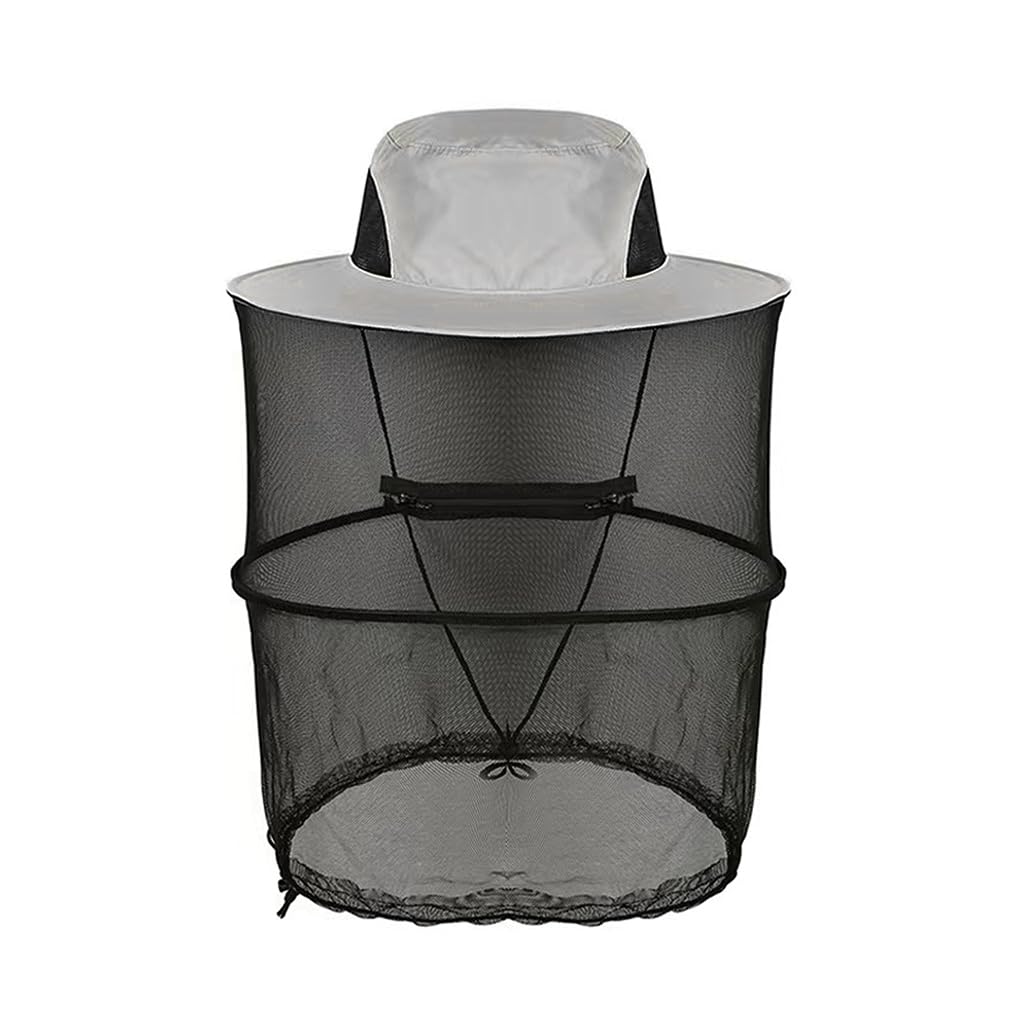 Mosquito Head Net Hat with Removable Net, Midge Head Net, Quick Dry Wide Brim Sun Protection Safari Hat for Outdoor Hiking, Camping, Fishing, and Gardening
