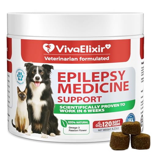 Calming Chewables for Dogs - Slows Seizures, Reduces Stress, Relieves Epilepsy and Anxiety - Contains Ashwagandha, Turmeric, and L-Taurine to Boost the Immune System and Improve Sleep - 120 Soft Chews