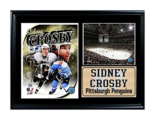 Encore Select 128-12 NHL Pittsburgh Penguins Sidney Crosby Photo Stat Frame with Two Images and Plaque, 12-Inch by 18-Inch