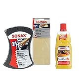  SONAX MULTISCHWAMM + PREMIUMLEDER LEDERTUCH + WASCH & Wax WACHS LACKPFLEGE LACKREINIGE