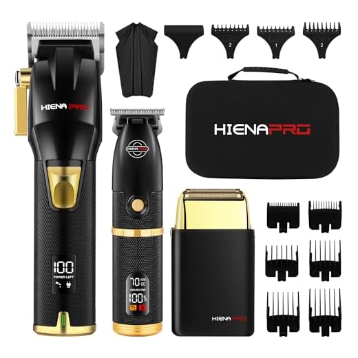 HIENA PRO Máquina de Cortar Cabelo Zero Gapped Conjunto de Aparador de Cabelo e Barbeador de Folha para Homens, Masculino Profissional Sem Fio Recarregável Aparador de Barba Kit de Corte de Cabelo de Barbeiro com Display Led, Presentes para Homens