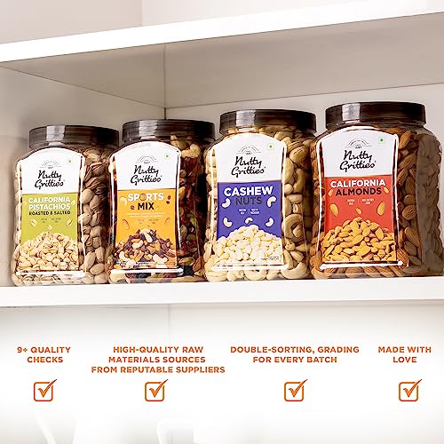 Image of Nutty Gritties Sports Mix - Roasted Almonds, Cashews, Pistachios, Dried Blueberries, Cranberries and Raisins (Sports Mix 1kg Jar)