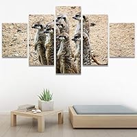 SIGNWIN 5 Panel Canvas Wall Art Animals Expressionism Group Modern Artwork for Home Decorations Ready to Hang - 60