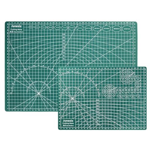ASelected 2Pcs Self-Healing Cutting Mats A3 & A4 Sizes Green PVC Material Double-Sided Grid Protects Furniture Ideal for Quilting Sewing Paper Craft