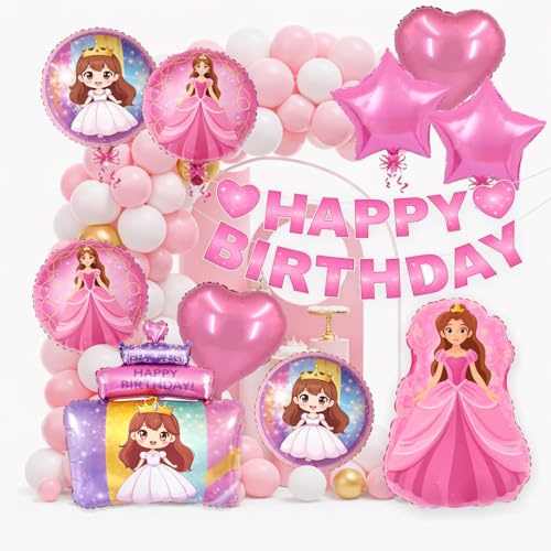 Image of Rozi Decoration Princess Theme Birthday Decoration Kit with Balloon, Princess Foil Balloons for Girls Party - Complete Party Birthday Decoration Set Pack of 63 Pcs