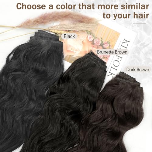 Image of KooKaStyle Wavy Thick Clip in Hair Extensions 16 inch Dark Brown