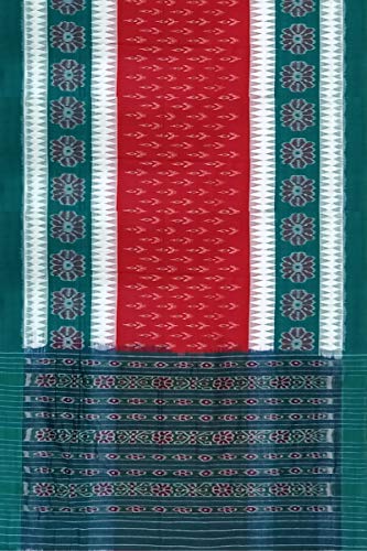 Image of Odisha Sambalpuri Handloom Ikat Women's Cotton Saree, Odisha Handloom Handmade Pure Cotton Khandua Saree, Ikkat Orissa Traditional Handloom Saree Without Blouse