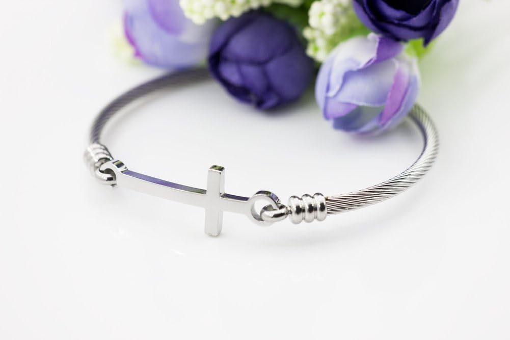 WDSHOW Cross Bracelet Cuff Bangle Stainless Steel - Image 4