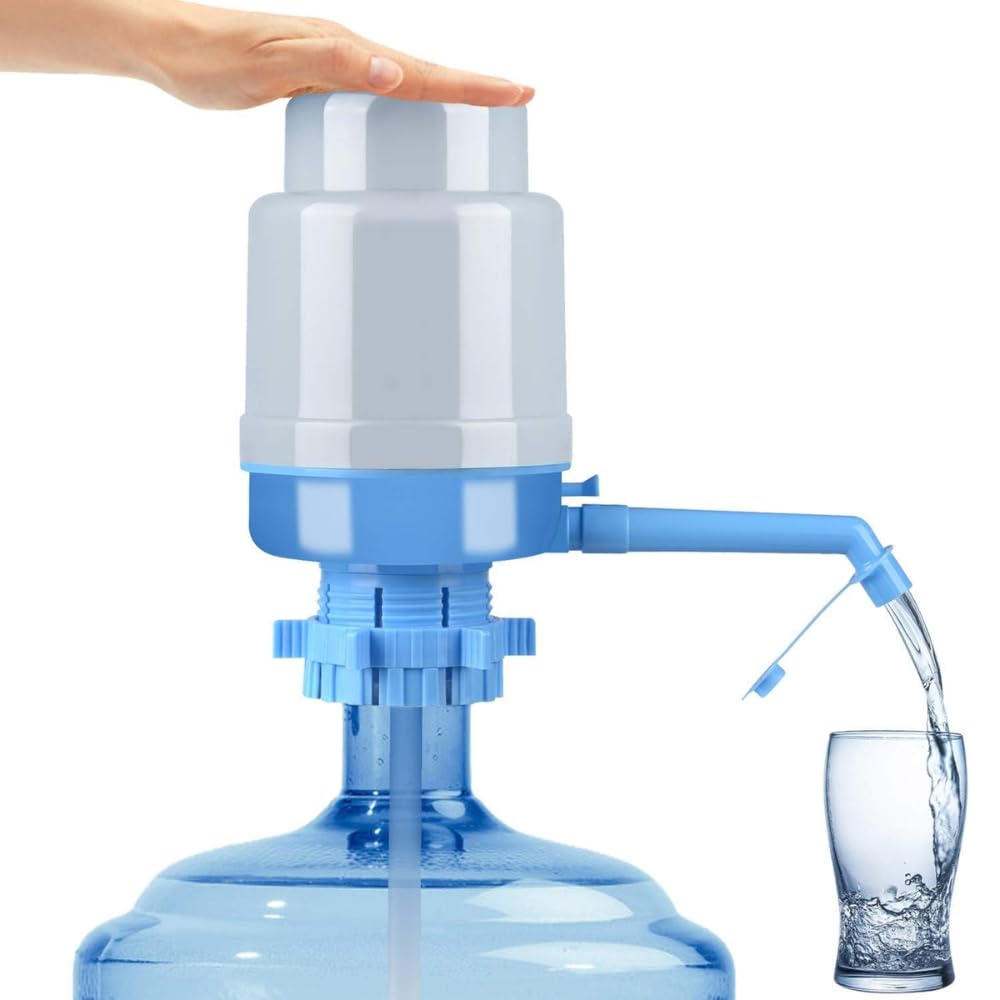 AquaGo Manual Jumbo Size Hand Press Water Dispenser Pump for 20 Litre Bottles and Cans, Portable for Home, Office, Schools and Camping, Hassle-Free, Easy to Clean, Zero Electricity, Blue