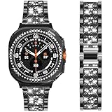 DEALELE Strap and Case Compatible with Samsung Galaxy Watch Ultra 47mm (2025/2024), Slim Bling Rhinestone Metal Bands with Diamond PC Protective Case Cover Replacement for Women Men, Black