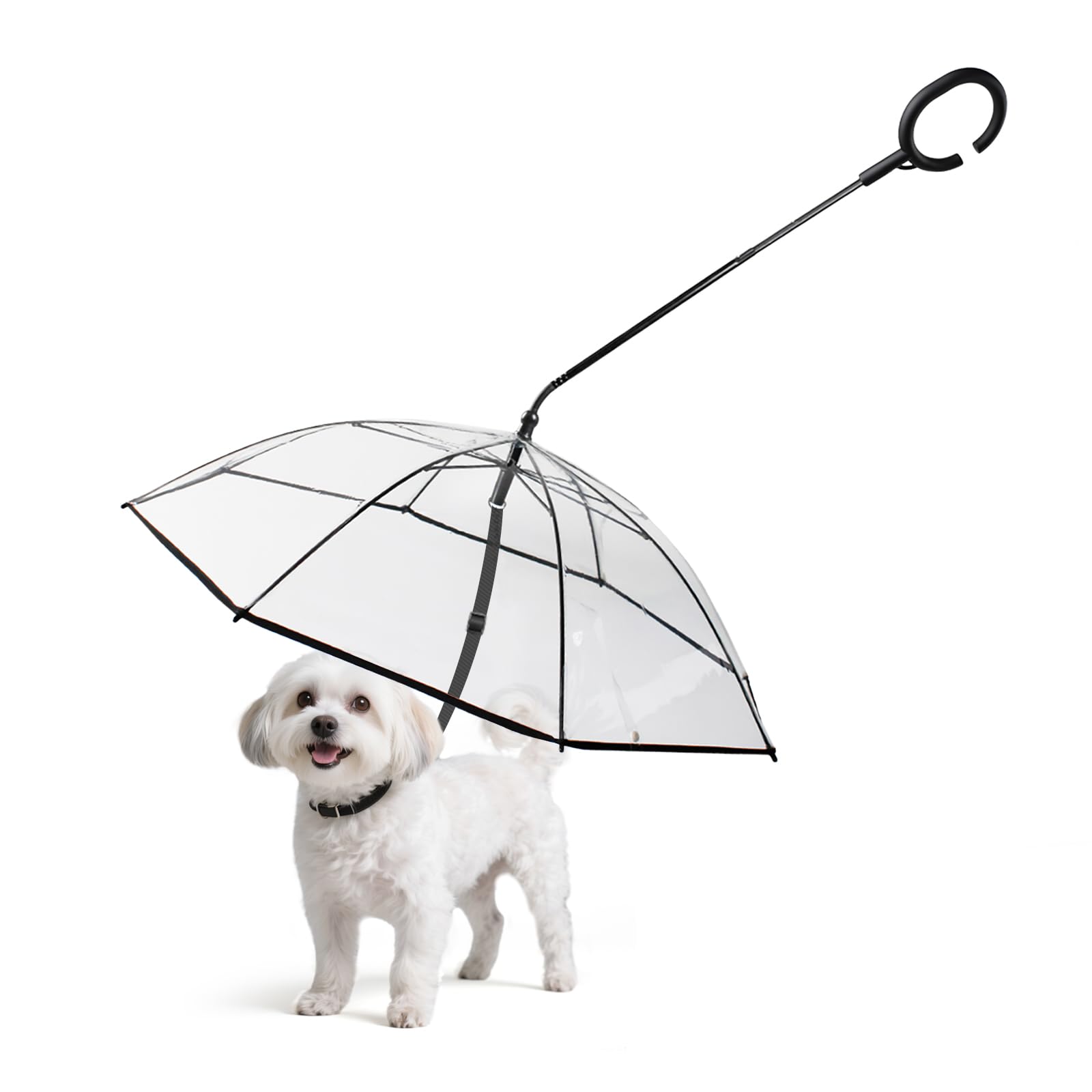Enjoying Dog Umbrella for Small Dogs, Clear Dog Umbrella Leash, Rainproof Waterproof, Puppy Walking Umbrella with Adjustable Leash, Pet Outdoor Rain Gear
