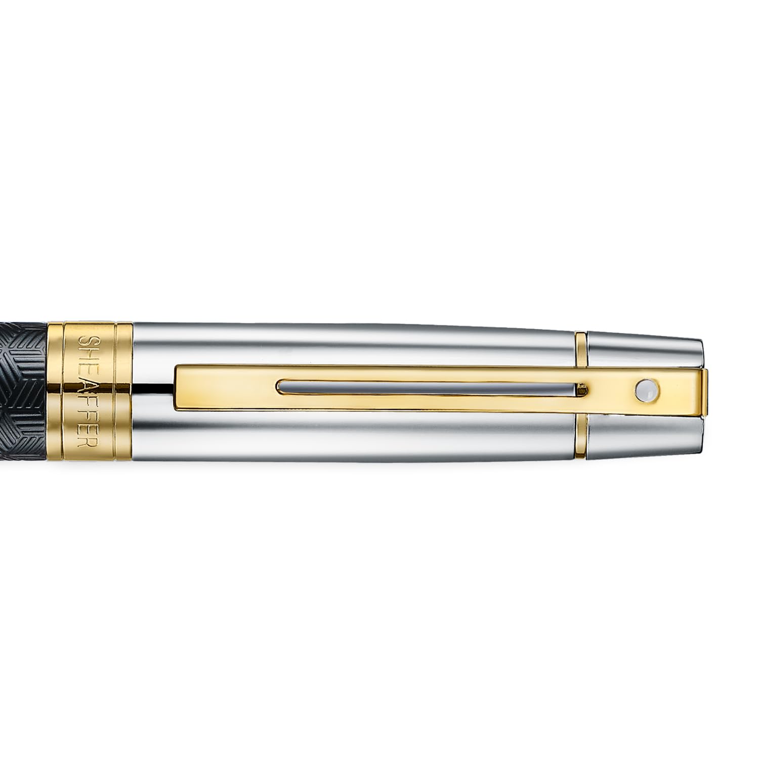 Sheaffer 300 Kugelschreiber Schwarz Graviert – Drehkugelschreiber mit Chromkappe & goldenen Akzenten, nachfüllbar, inkl. Geschenkbox, eleganter Schreibstift