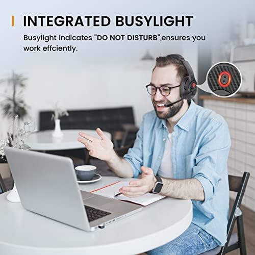 EKSA H6 Wireless Headset with Microphone & USB Dongle [Up to 55 Hours & 10 Metre Range] Bluetooth PC Headset with AI Noise Cancelling Mic, Over Ear Headphone for Business/Office/Home/Teams/Zoom