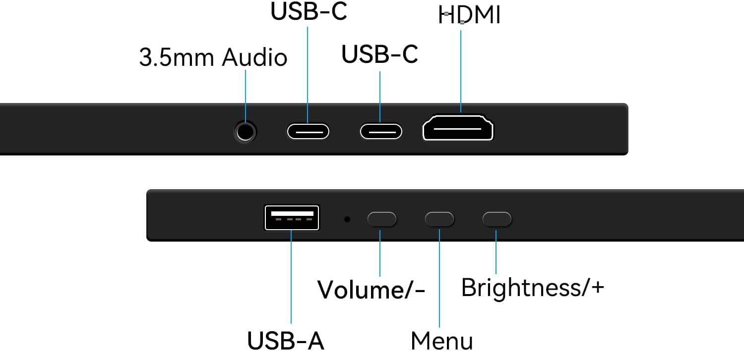 10.1 Inch Touchscreen Portable Monitor IPS Screen 1366x768P 60Hz 400 Brightness 99% sRGB HDMI USB-C Small Monitors for Switch Xbox PS3/4/5 Laptop Raspberry Pi, Mini Touch Screen - Image 4