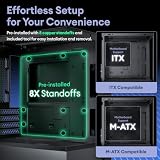 Okinos Aqua UNO Micro ATX Case, solo custodia, ventole non incluse, nessun supporto per radiatore, lunghezza massima GPU 309 mm, vetro temperato panoramico a sgancio rapido, frontale e laterale, tipo - 15