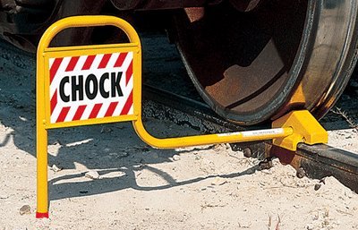SmartSign Rail Car Wheel Chocks | Heavy Duty Steel, Made in USA