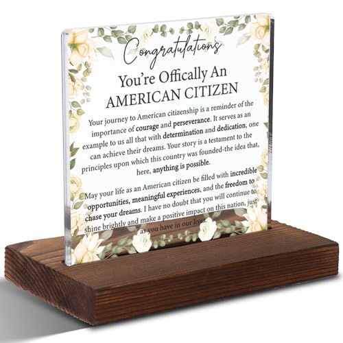 Congratulations American Citizenship Acrylic Plaque, Inspirational U.S. Citizen Gift,...