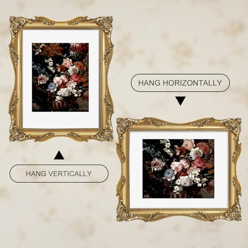 Image of 11x14 Gold Frame Vintage Picture Frame Victorian Ornate Gothic | Real Glass, Matted to 8x10 or 11 x 14 Photos, Wall Hanging
