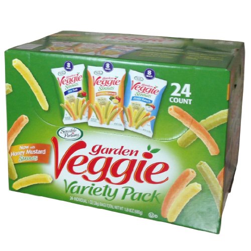 Sensible Portions Garden Veggie Snack Straws Shape Chips Variety Pack, 30 Count