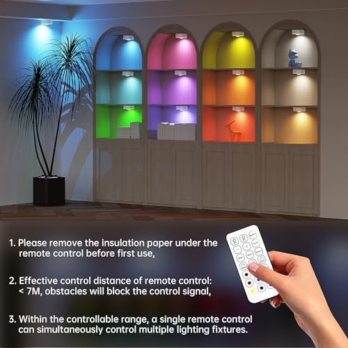 Image of 6 Pack Under Cabinet Lighting,Puck Lights with Remote,1200mAh Battery Operated Wireless Cloest Light,Under Counter Lights for Kitchen,Shelf,Hallway
