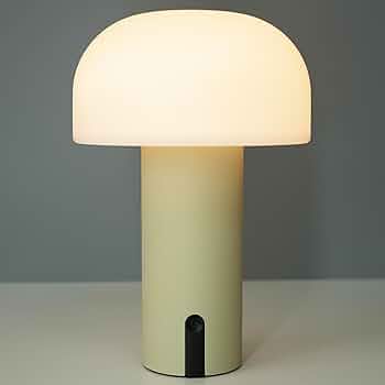 Outdoor Mushroom Table Lamp Waterproof, Cordless Table Lamps Rechargeable, Battery Operated Lamp with USB Charging, Touch Dimmable Night Light for Bedroom/Patio/Camping/Dinning (Khaki)