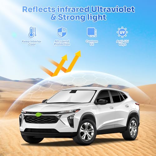 Image of Canvcle Sunshades for 2024 2025 2026 Chevrolet /Chevy Trax Accessories Windshield Sun Shade Side Rear Window Shade Cover Sun Visor Shield Privacy Protection for Camping Keep Vehicle Cool Black 8PCS