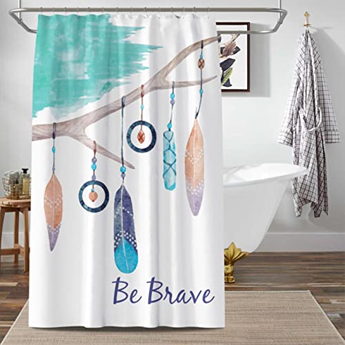 SHUIZONG Shower Curtain Colorful Feathers Print Shower Curta