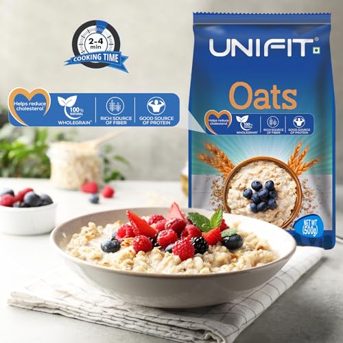 Image of UNIFIT Oats 100% Natural Wholegrain | High Protein & Fibre | Diet Food | Oats for Weight Management & Reducing Cholesterol Rolled Oats 500g