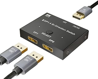 Redwestmelon 8K Displayport Switch Bi-directional DP 1.4 Switcher 2 In 1 Out/1 In 2 Out 8K@60Hz 4K@144Hz DP Splitter Converter for PC Laptop Game Console STB TV Monitor Projector