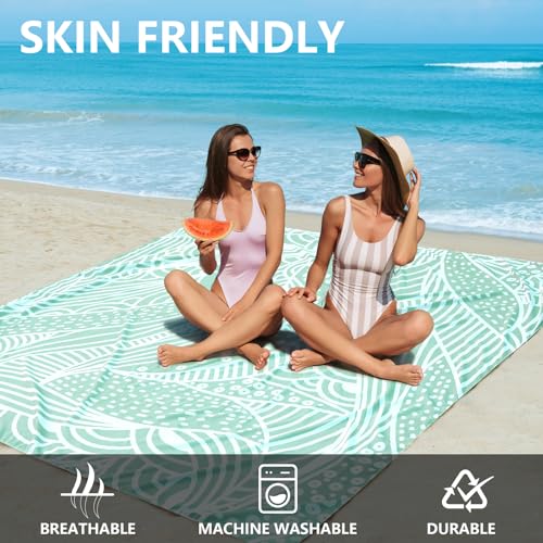 WIWIGO Beach Blanket Waterproof Sandproof Beach Mat 79" X 83"/10'x9'for 2-8 Adults Quick Drying Outdoor Picnic Mat Beach Accessories for Travel, Camping, Hiking — view 3