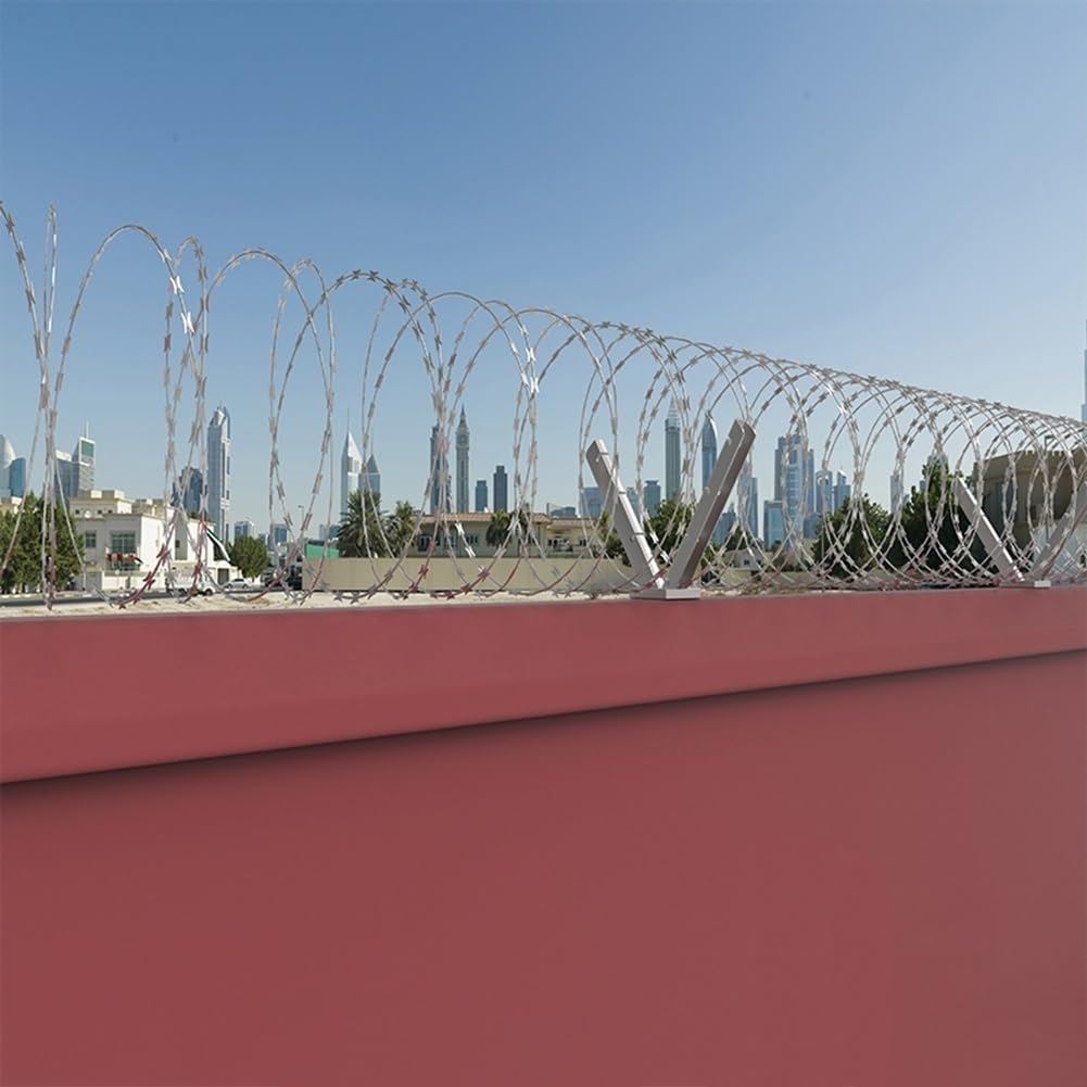 GZHERVICES 1 Paire De Supports De Fil De Rasoir, Support en V Galvanisé À Chaud, Support De Fil De Clôture De Jardin en Accordéon en Rouleau, Support D'extension De Fil Barbelé
