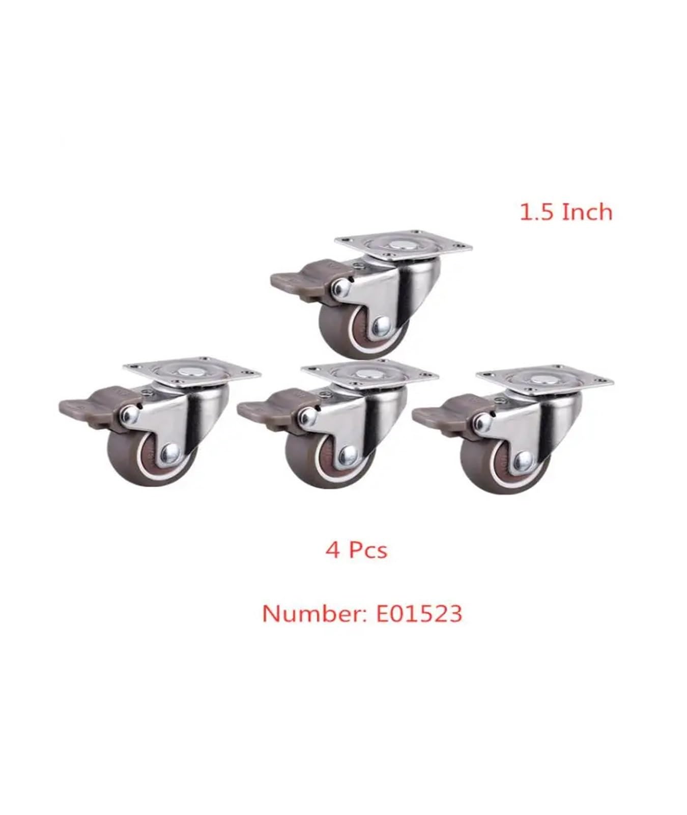 4 Pieces/lot 1.5 inch Caster TPE Swivel Wheel with Brake Light Single Bearing Anti-Winding Silent Furniture