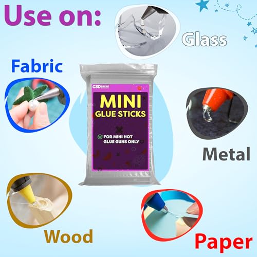 GSD Brand Mini Hot Glue Sticks for Glue Gun - 4" x 0.27 - Mini Clear Sticks Bulk - Ideal for Craft Projects - Bonds to Wood, Glass, Metal, Paper and More- 200 Pack - Image 4