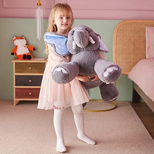 Image of IKASA - 29 Inch Big Elephant Plush Toy, Giant Soft Toys, Huge Size, Cute and Squishy, Gifts for Boys and Girls