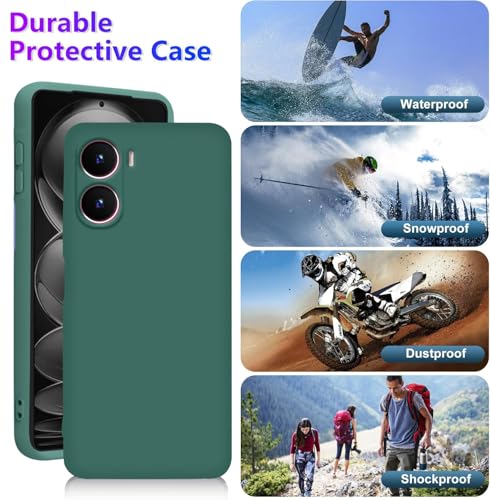 Image of TRUEUPGRADE Compatible with Vivo T2X / Y56 / Y16 (4G) Back Cover Case, Liquid Silicone Cover, Full Body Protective Cover, Shockproof, Anti-Scratch Soft Microfiber Lining - Green