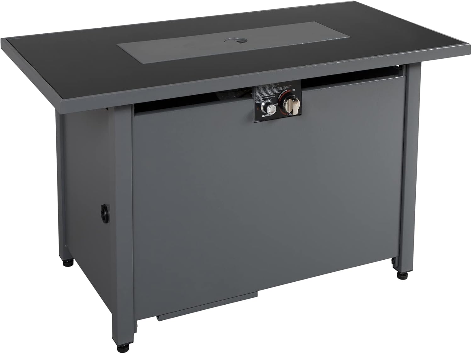 25" H x 42" W Inch Rectangle Propane Fire Pit, Outdoor Fire Pit Table, 50,000 BTU Steel Gas Fire Pits with Lid, Cover and Lava Rock for Outside Patio Deck Garden Backyard - Black