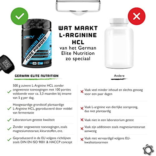 L-Arginine HCL - 500 g - L-Arginine Hydrochloride - Premium: plantaardige L-Arginine HCL - Optimale oplosbaarheid - Puur… - Image 5