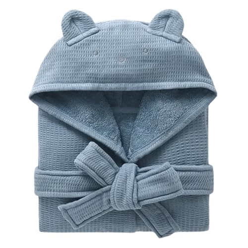 UERJTWXW Kids Hooded Bathrobe 100% Cotton Pajama Robe Boys and Girls Soft Towel Morning Gown 2-12 Spa Toddler Long Bathrobe