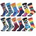 WeciBor Men's Funny Casual Argyle Striped Combed Cotton Party Dress Socks,052-53,Large, (Unisex US 7.5-12)