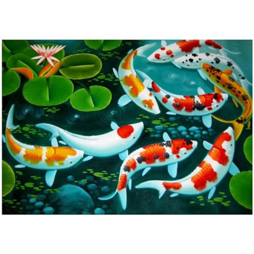 Tableau carpe chinoise 30x50 cm avec cadre pour habiller un mur vide