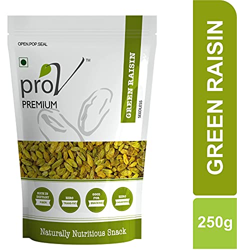 Image of ProV Premium - Green Raisins 250 gm| Dry Fruits-Kishmish| Rich In Iron| Sweet & Tasty| Healthy Nutritous & Delicious