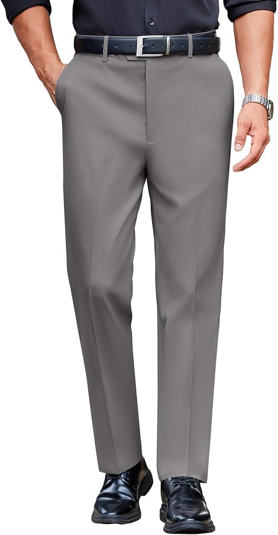 COOFANDY Men Loose Fit Dress Tuxedo Pant Flat Front Pant Wrinkle Free Suit Pant