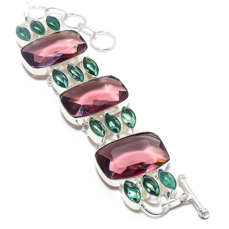 Bracelet améthyste violette et quartz, cadeau idéal en argent pour femme