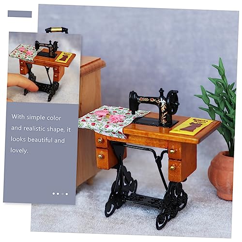 TEHAUX Poppenhuis Naaimachine Houten Meubilair Speelgoed Voor Babypoppen Mini Poppenhuis Mini-meubels Vintage Inrichting Huis Goederen Metaal Model Naaien Gereedschap - Image 5